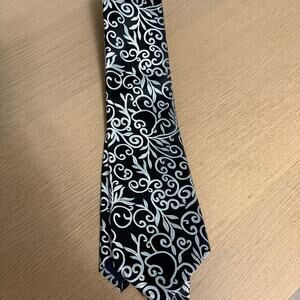 Vitorofolo Designed by Italy Black Floral Men's Neck Tie One Size